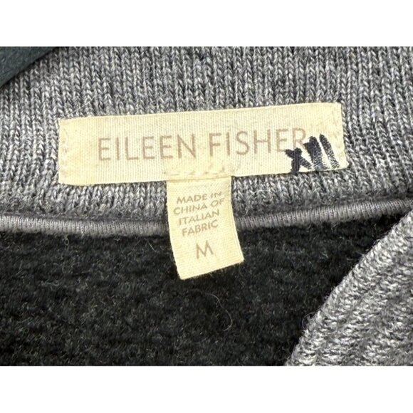 EILEEN FISHER Moto Jacket Women’s Charcoal Wool Blend Asymmetrical Zip Size M - Picture 3 of 10